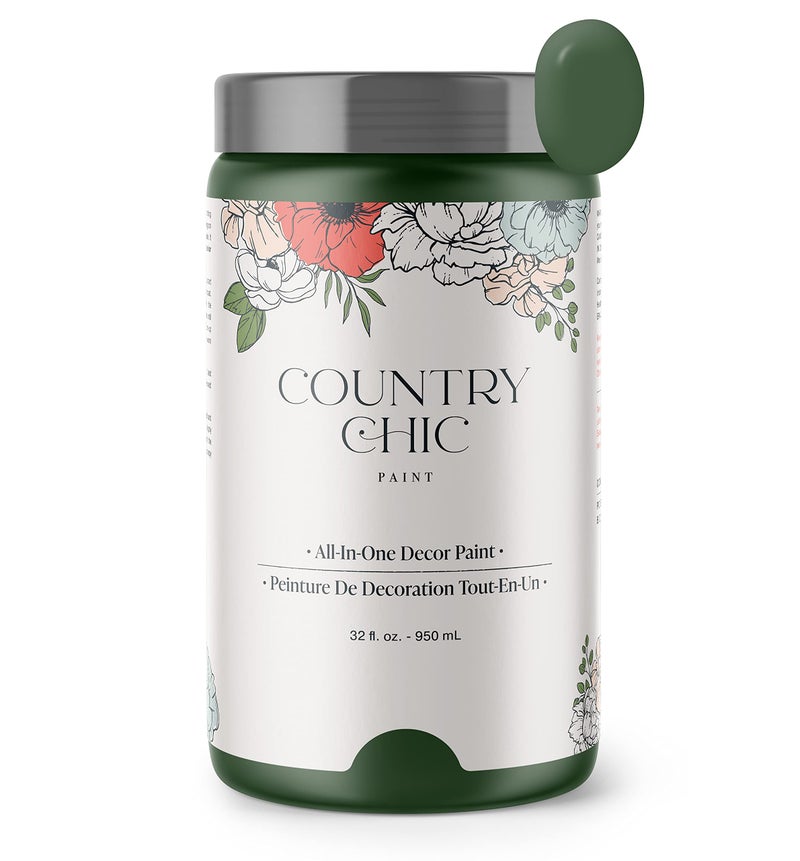 Country Chic Paint Country Chic All-in-One Chalk Paint for Furniture, Cabinets, Home Decor, Eco-Friendly, Matte Finish, Built-In Primer & Top Coat for Wood, Metal - Fireworks (Forest Green) - Quart 32 oz (950 ml) - Image 1